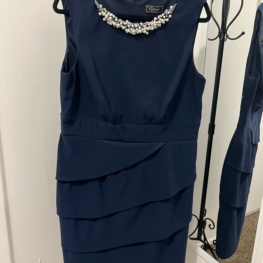 Collection dressbarn Elegant Navy Blue Sleeveless Dress.  #027
